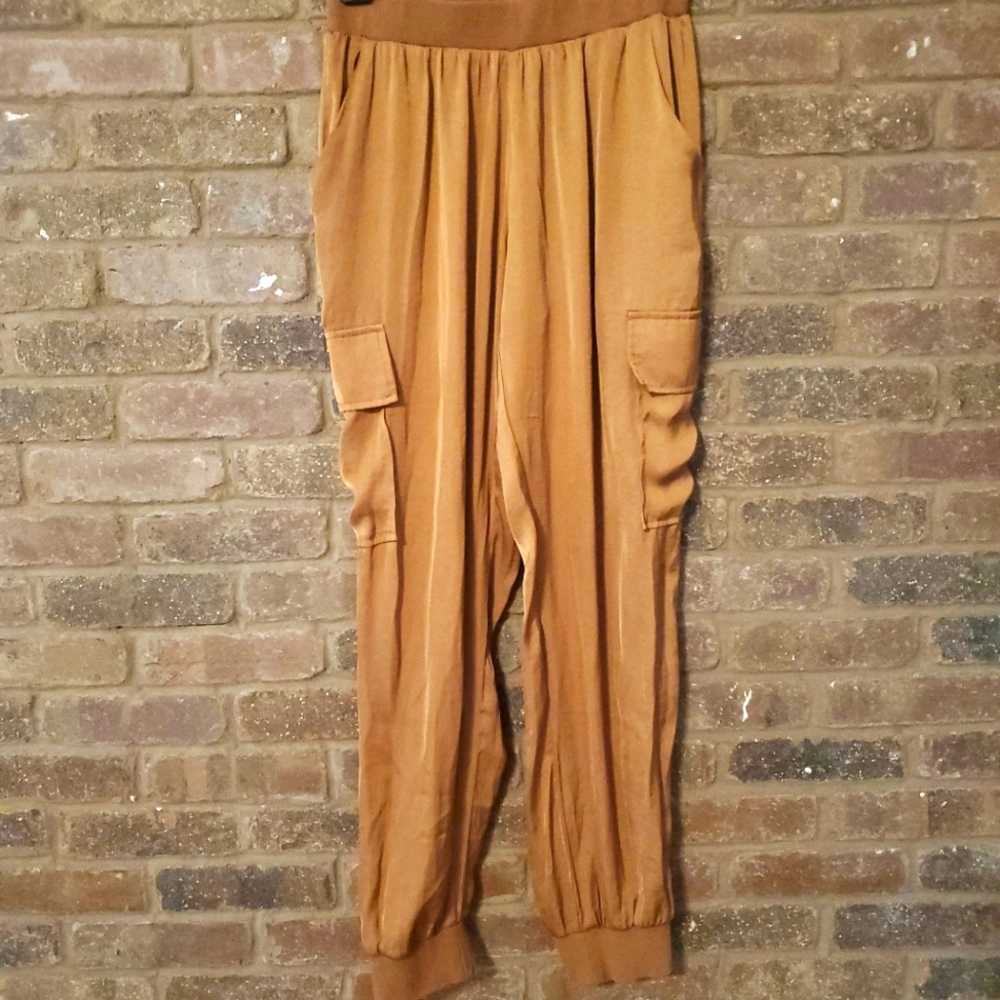 Boutique silky cargo joggers